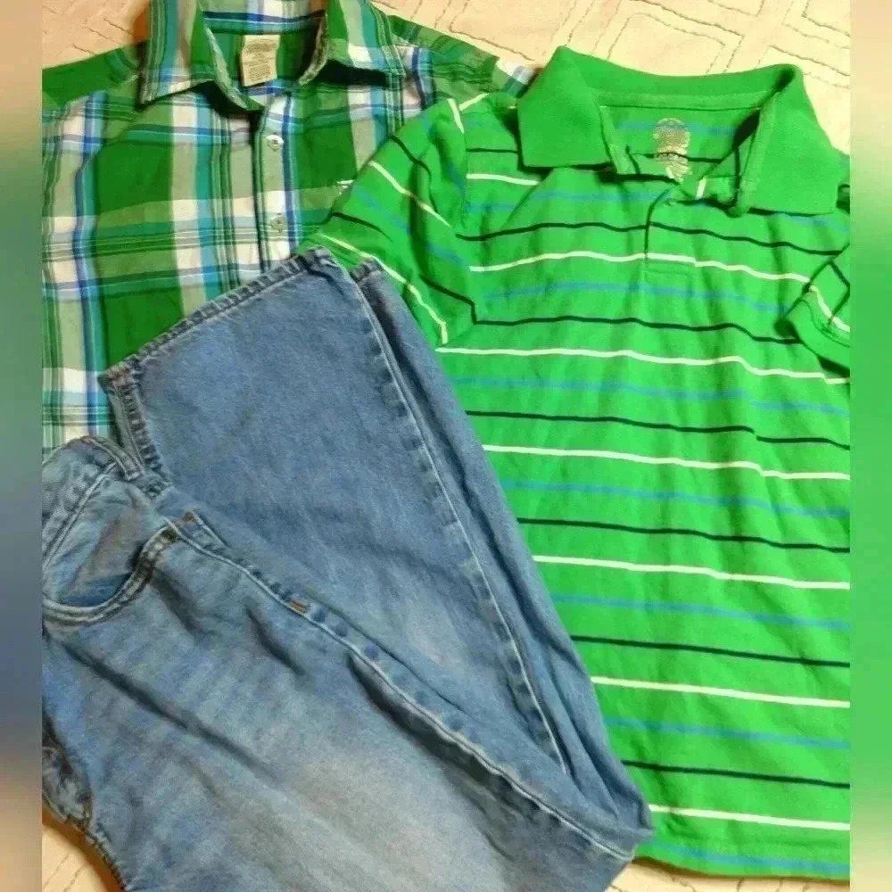 Boys Bundle, 2 Size Large (10/12) Dress shirts, 1 Old Navy Jean 12 Loose Boot Cu
